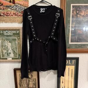 Kill Star Womens Knit Emo Gothic Sweater With Straps Like XS